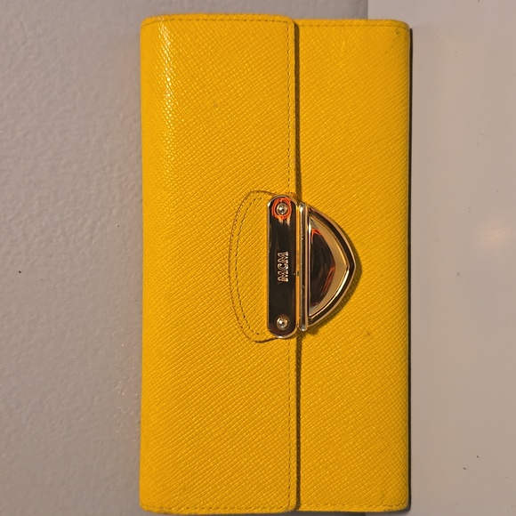 MCM Handbags - MCM Yellow Leather Wallet with Gold Accent